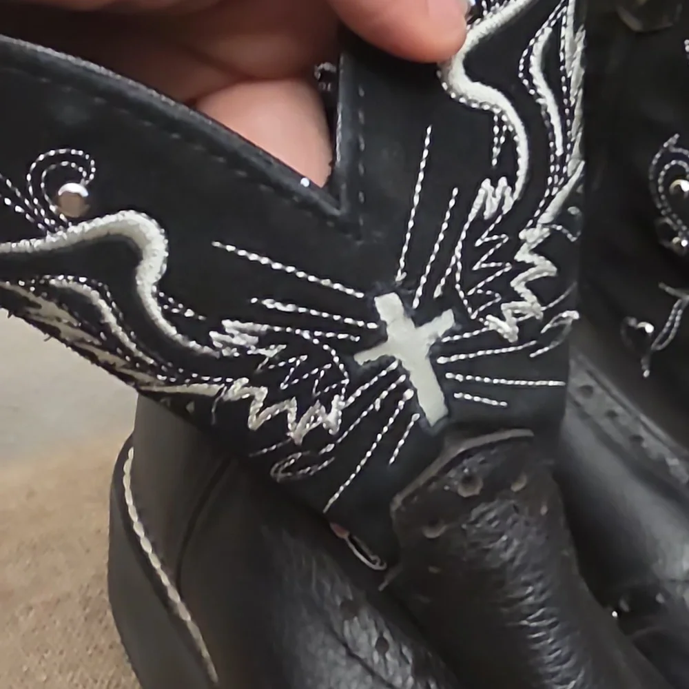 Black Women's Justin Western Square Toe Boots 7.5 - Picture 3 of 12